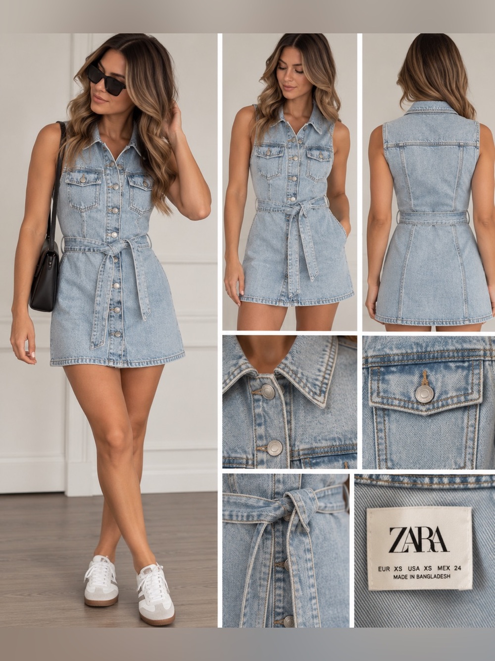 Zara Sleeveless Light Blue Denim Dress